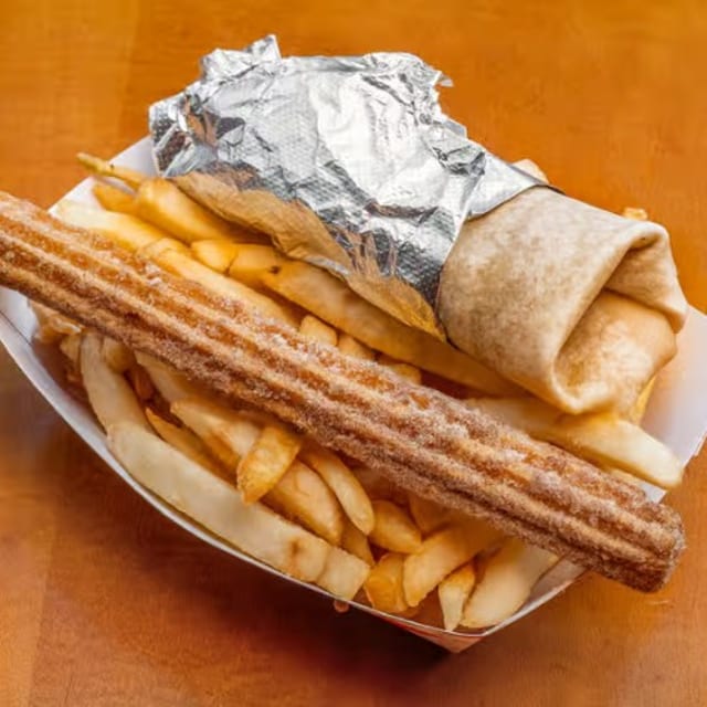 Kid's Chicken and Cheese Mini Burrito Meal.